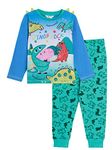 Peppa Pig Boys George Pig Pyjamas Kids 3D Dino Spikes Luxury Full Length Pjs Set Green Dinos 4-5 Years