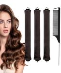 3 Pcs Heatless Hair Curler, And 1 Tail Comb, Flexible Curling Rod with Hook Satin Rollers for All Hair Types, No Heat Curls to Sleep for Curl Rods, Heatless Curls for Blowout Hair