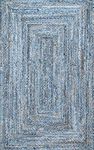 nuLOOM Hand Braided Otelia Denim and Jute Area Rug, 3' x 5', Denim