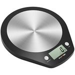 ACCUWEIGHT 203 Digital Kitchen Scale, Food or Mail, Electronic, Stainless Steel, Measuring Function for Liquid in ml and fl. oz., 5000g, 0.1 oz increments or 1g