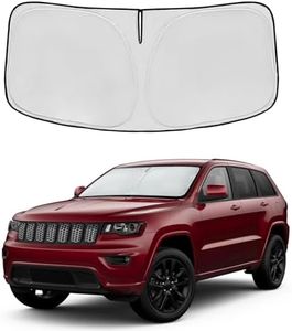 Windshield Sun Shade for Jeep Grand Cherokee 2014-2024 Accessories 4-Layer 240T Front Window Shade Custom Fit Grand Cherokee Sun Visor Foldable Shade Blocks UV Rays