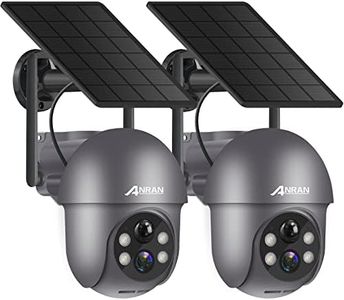 (2 Confezioni) ANRAN 2K HD Telecamera WiFi Esterno Senza Fili a Batteria, 360° PTZ Telecamera con Pannello Solare, Rilevatore di Movimento PIR con Allarmi, Visione Notturna, Audio a 2 Vie, Q1 Grigio