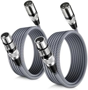 Elebase XLR Microphone Cable - 2 Pack, 6.6 Feet, XLR Male to Female, Balanced Shielded Cables for Amplifier, Mixer, Recording Studio, Speaker Systems