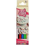 FunCakes Food Pen Primary Set: Black-Red-Blue-Green-Yellow, Writer, 100% Edible Ink, Flexible Tip for thick and thin lines.Great for personalizing your treats with Messages, Quick drying time, Set/5