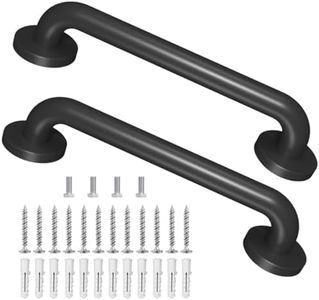 Metal Industrial Stairs Grab Wall Handrail Staircase Steps Indoor Exterior Outdoor Deck Hand Rail Safety Grab Bar (Matte Black) Handle for Stairs Bars Wall Elderly Grab Frame Pipe (12 Inch 2 Pack)