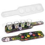 RESINWORLD Shot Glass Serving Tray Mold, Shot Glass Holder Mold for Resin, 4 Holes Shot Glasses Tray Resin Mold, for Party Home Decor