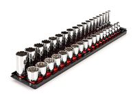 TEKTON 3/8 Inch Drive 12-Point Socket Set with Rails, 38-Piece (6-24 mm) | SHD91212