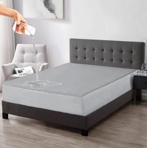 Trance Home Linen® Premium 220 GSM+ 78" x 84" Cotton Terry Waterproof Mattress Protector | Elasticated Fitted Style Non-Toxic Bed Protector | Mattresses Cover (78x84 inch | 6.5x7 feet_ Grey)