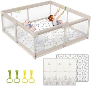 ZEEBABA Baby Playpen with Mat, Playpen for Babies (59x59x27inch), Kids Safety Play Pen for Babies and Toddlers, Extra Large Playpen Playmat, Baby Playpen Fence Gives Mommy a Break, Large Baby Play Yard