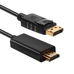 DisplayPort to HDMI 6 feet(1.8Meters) Cable, Nicekey 1080P Uni-Directional Male to Male DP to HDMI Cord for PCs to HDTV, Monitor, Projector (2-Pack)