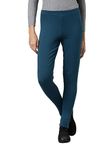 GO COLORS Women Solid Turquoise Blue Ribbed Warm Leggings