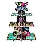 Haooryx 80s Party Decorations Cupcake Stand, 3 Tier I Love 80s Retro Cupcake Tower Cardboard 80s Totally Rule Candy Dessert Holder for 1980s Theme Birthday Party Neon Party Rock Hippie Party Supplies