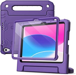 JETech Kids Case for iPad 10 (10.9-Inch, 2022 Model, 10th Generation) with Built-in Screen Protector, Shockproof Full-Body Handle Stand Tablet Protective Cover (Purple)