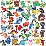 Qpout 44pcs Dinosaur Shoes Decoration Charms for Croc, Dinosaur Shoe Charms for Toddler Kids Boys Shoes, Not Repeat Croc Plugs Buttons Gibbets,Clogs Shoes Summer Slipper Decoration Kids Croc Charms