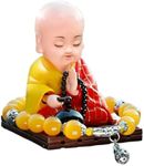Jefuzh 汽车内饰品摆件 Car Interior Accessories Creative Decoration 摇点头沙弥小和尚敲木鱼禅意中控台装饰-JZHMZGCJZZSYXGS-66508