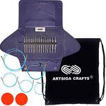 addi Knitting Needles Interchangeable Click Rocket 2 Square Short Tip (3.5 inches) Ergonomic Lace Set Skacel Blue Cables Bundle with 1 Black Project Bag