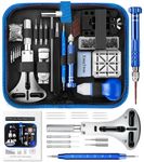 TOPWAY Watch Repair Tool Kit: 149 in 1 Professional Watch Link Removal Tool Battery Replacement Kit for Strap Adjustment and Back Case Opening with Spring Bars