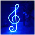 ENUOLI Music Note Neon Signs Blue Neon Lights for Wall Decor Led Night Lights Battery or USB Operated Neon Lights Light Up Signs Decor for Bedroom Living Room Christmas Wedding Party Bar (Blue)