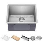 KRAUS Kore 23-Inch Undermount Workstation Single Bowl 16 Gauge Deep Laundry Utility Stainless Steel Kitchen Sink with Accessories, KWU100-23L