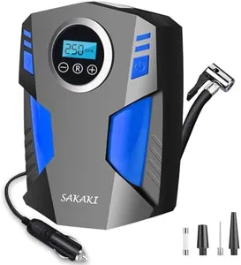 SAKAKI Air Compressor Tire Inflator Portable 12V DC Digital Electric Car Air Pump 150 PSI, Preset Tire Pressure Auto Shutoff for Sedan SUV Tyres, Bicycles, Other Inflatables Blue