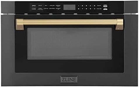 ZLINE Autograph Edition 24" 1.2 cu. ft. Built-in Microwave Drawer in Black Stainless Steel and Champagne Bronze Accents