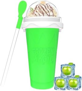 Slushy Maker Cups , DIY Magic Slushy Maker Squeeze Cups, Portable Smoothie Squeeze Cup for Juices, Milk and Ice Cream Make, Double Layers Silicone Slushie Cup with Straw for Friend,Gifts for Mom Dad