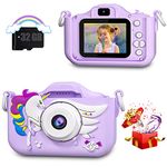 CIMELR Kids Camera Toys for 3-12 Year Old Boys/Girls, Kids Digital Camera for Toddler with Video, Christmas Birthday Festival Gifts for Kids, Selfie Camera for Kids, 32GB TF Card (Purple)