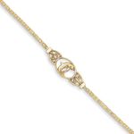 14ct Yellow Gold Solid Textured back Lobster Claw Closure Polished Dolphin Anklet Jewelry for Women - 25 Centimeters