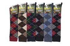 Rozgul 6 Pairs Men's knee High Golf Design Argyle Rich Cotton Equestrian Horse Riding Boot Socks,Uk Size 6-11