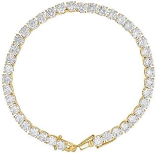 Sterling Mens Womens Unisex Yellow tone 6mm CZ Cubic Zirconia Simulated Diamond Tennis Bracelet - 23 Centimeters