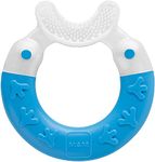 MAM Bite & Brush, Baby Ring Suitable From 3+ Months Old, Teething Toy Promotes Dental Hygiene and Cleanliness, Soothes Painful Gums, Blue