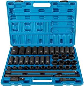 VEVOR Juego de vasos de impacto de 1/2", 43 piezas, vasos de impacto métricos estándar profundos de 9-30 mm, acero de aleación CR-V de 6 puntos, con barra de extensión y estuche de transporte