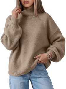 Trendy Queen Womens Oversized Mock Neck Knit Fall Sweater 2026 Khaki L