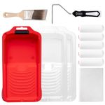Mister Rui 11 pc 4" Foam Paint Roller Set, Paint Roller for Painting and Renovating, Paint Brush Set, Paint Rollers and Trays Sets, 2" Angled Paint Brush, Dust Sheet