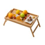 Bamboo Bed Tray Table with Folding Legs, Foldable Multipurpose Laptray Breakfast in Bed Tray, Snack Tray Breakfast Tray Bed Table