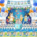 102Pcs Birthday Party Supplies, Party Supplies Includes Banner, Cake Topper，Cupcake Toppers, Balloons, Tablecloth，Background, Stickers ,for Theme Party