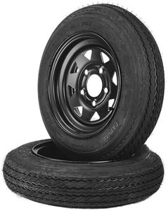 GarveeTech 2-Pack Trailer Tire On Rim 4.80-12 480-12 4.80x12 Trailer Tires and 5 Lug on 4.5 in PCD 12 in Wheels 6PR Black