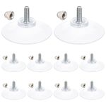 GORGECRAFT 12Pcs Suction Cups 52mm Clear Suction Pads Silicone Sucker Pads with Metal Screw Nut Strong Suction Cups Mushroom Head Holder for Glass Mirror Kitchen Bathroom Wall Window Smooth Flat