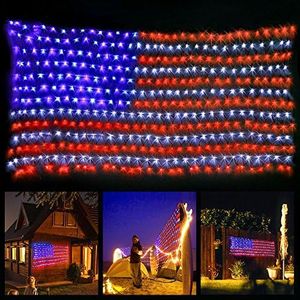 American LED Flag Net Lights - 420 LED 4th of July Decorations Outdoor Lighted Flag String Lights of The United States for Memorial Day Yard Garden Festival Holiday Party