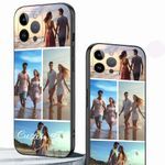 Custom Pictures Phone Case for iPhone 16/15/12/13/14 Pro Max Mini, Personalized Phone Cases, Customized Photo Liquid Silicone Soft Gel Rubber Cover for Birthday Xmas Friends (4-Photos)