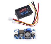 Shockley Mini Digital Voltmeter DC 100V 10A Panel VoltAmp Voltage Current Meter + LM2596 DC-DC Buck Converter, Adjustable Step Down Voltage Regulator 3-40V to 1.5-35V (LM2596 + DC Voltamp Meter)