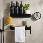 MaisoNovo Shower Caddy Rustproof Wall Mounted 2-Set with Anti-fog Mirror
