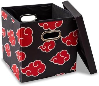 Ukonic Naruto Shippuden Akatsuki 13-Inch Fabric Storage Bin with Handles and Lid | Cube Organizer for Cabinet, Closet