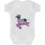 6-12 Month 'Dachshund On Skateboard' Baby Grow/Bodysuit (GR00062519)