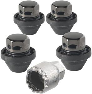 Farad GalaxyLock DCH7/MX Black Chromed Lug nut Wheel-Locks Kit Suitable for Ford F-150 (M14 X 1.5 Thread Size) - Set of 4 Lug Nuts + 1 Key
