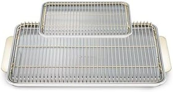 Caraway Non-Stick Ceramic Baking Sheet & Cooling Rack Bundle - Ceramic Coated - Non-Toxic, PTFE & PFOA Free - Large (18"x13"), Small (9”x13”), & Cooling Racks - White