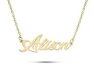 ZNA Jewels Personalised Name Necklace for Women - Customised Sterling Silver Dainty Heart Pendant, Elegant Jewellery Ideal for Birthday, Gifts for Women, Girls & Teens (18K Gold)