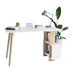 DEMANZE Writing Computer Desk, Home Office Study Desk for student and worker, Corner Laptop Pc Table with Storage Shelves for Small Spaces, Modern Stylish Workstation, 120x60x73 cm (Oak-White)