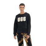 UGG Women's W Madeline Fuzzy Logo Crewneck Pullover Sweater, Black/Cream, S UK