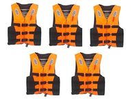 VBM Life Jacket Pack of 5 Adult-Kids (Free Size) Swim Boating Vest Life Jacket Snorkeling Floating Swimming Surfing Water Sports Life Saving Jacket, Personal Flotation Safety Vest with Whistle